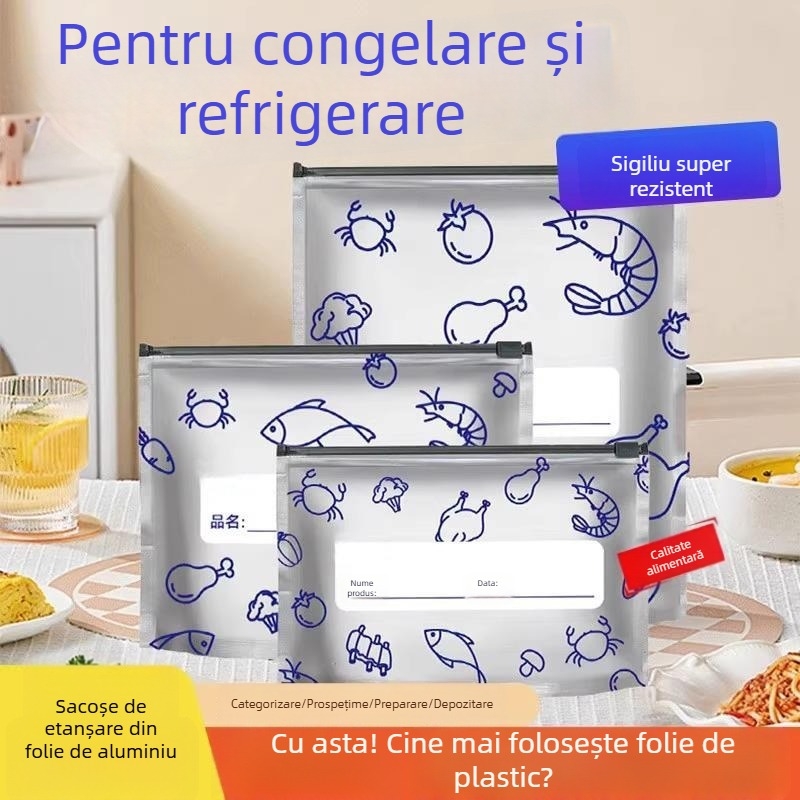 Pungi din folie de aluminiu pentru conservarea prospețimii în frigider, pungi sigilate ermetic pentru carne congelată