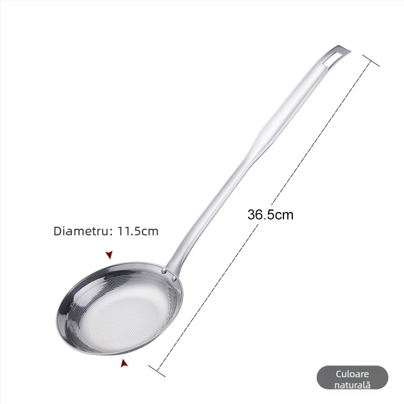 Lingură de filtrare a uleiului din oțel inoxidabil 304, plasă fină, mâner lung, lingură de bucătărie pentru ulei, dimensiuni mari și mici, cu un singur cârlig