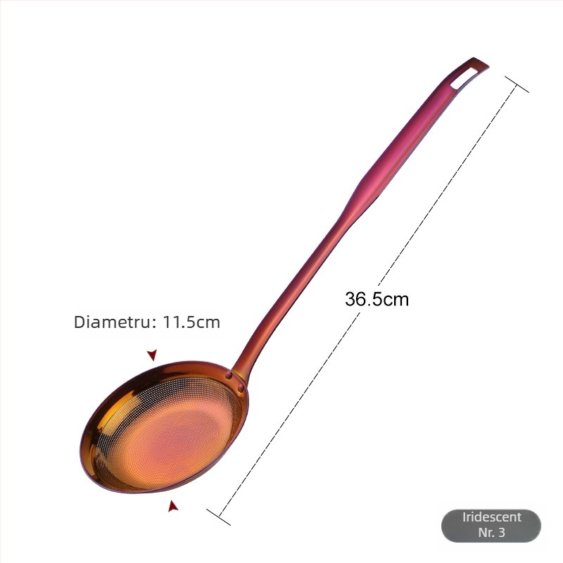 Lingură de filtrare a uleiului din oțel inoxidabil 304, plasă fină, mâner lung, lingură de bucătărie pentru ulei, dimensiuni mari și mici, cu un singur cârlig