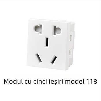 Panou întrerupător încastrat modular, cu 1–4 poziții și prize pentru uz casnic, tip 118