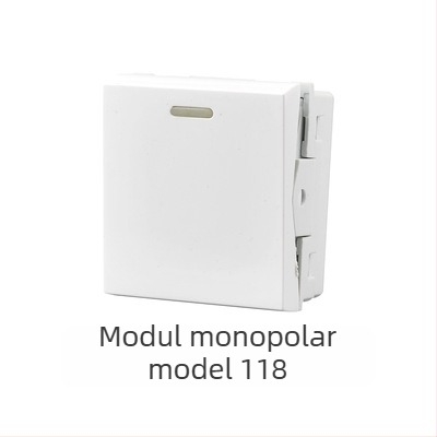 Panou întrerupător încastrat modular, cu 1–4 poziții și prize pentru uz casnic, tip 118
