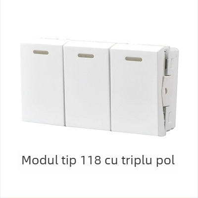 Panou întrerupător încastrat modular, cu 1–4 poziții și prize pentru uz casnic, tip 118