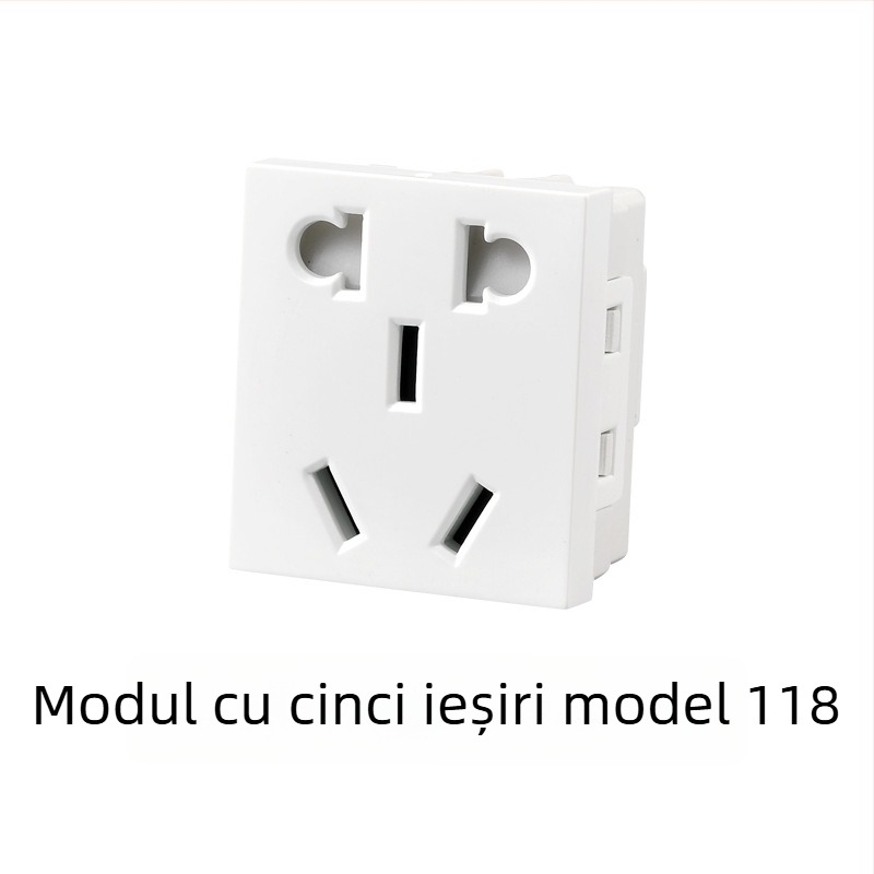 Panou întrerupător încastrat modular, cu 1–4 poziții și prize pentru uz casnic, tip 118
