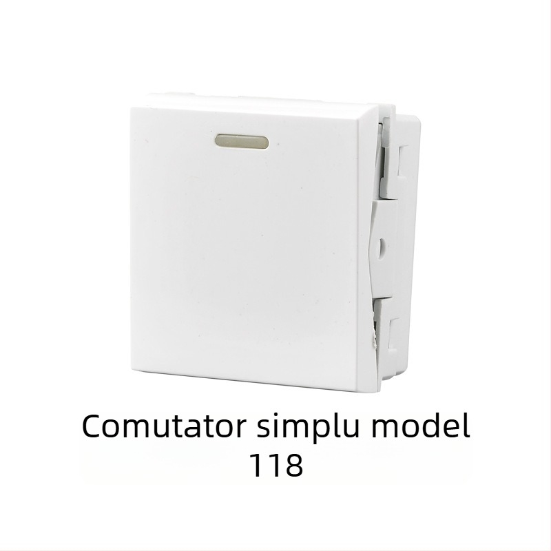 Panou întrerupător încastrat modular, cu 1–4 poziții și prize pentru uz casnic, tip 118
