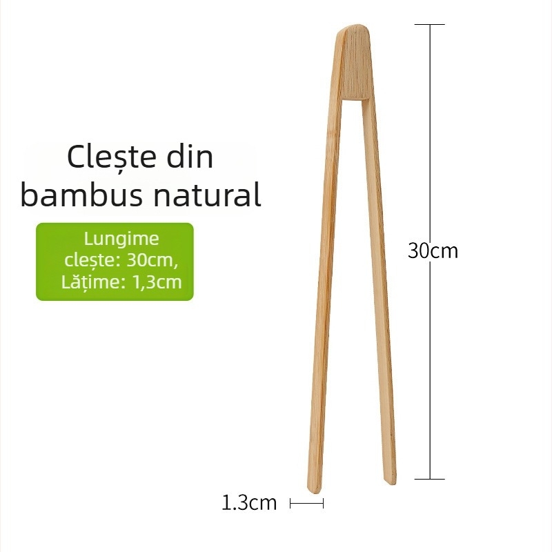 Set de ustensile de bucătărie din bambus, 8 piese: spatule antiaderente, lingură de supă, spatulă pentru prăjit și mâner lung