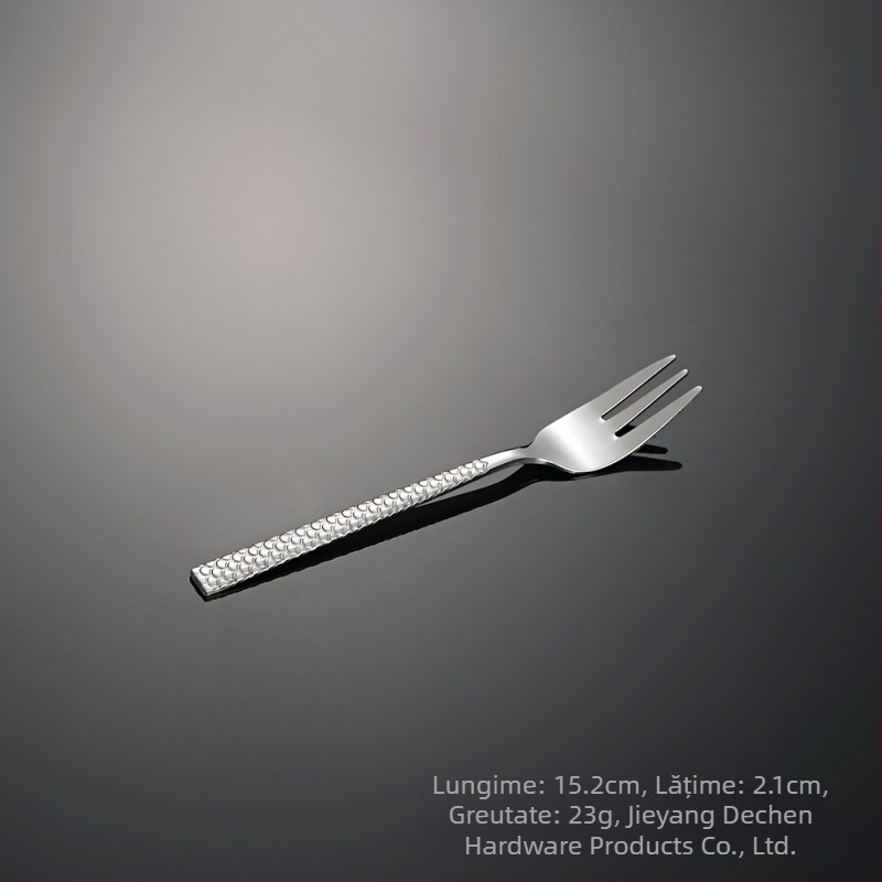 Set de tacâmuri din oțel inoxidabil 410 cu model solzi de dragon și solzi de pește, mânere pătrate – cuțit, furculiță și lingură pentru bucătărie occidentală