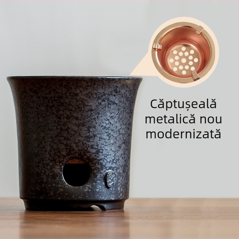 Fier ceramic pentru ceai cu glazură ruginiu, sobă cu cărbune, mică pentru uz casnic