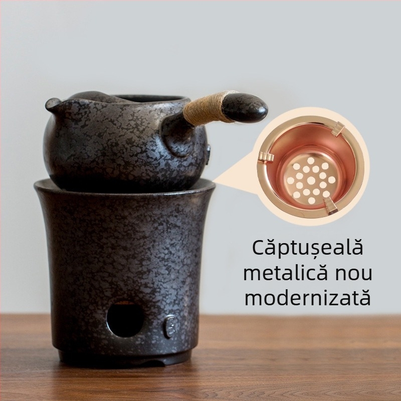Fier ceramic pentru ceai cu glazură ruginiu, sobă cu cărbune, mică pentru uz casnic