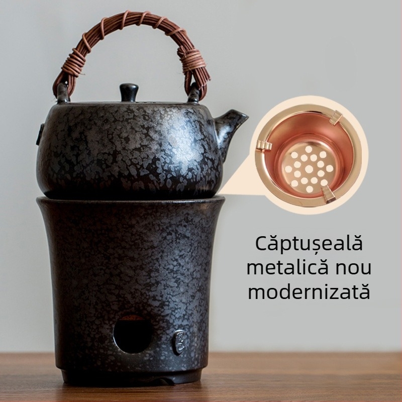 Fier ceramic pentru ceai cu glazură ruginiu, sobă cu cărbune, mică pentru uz casnic
