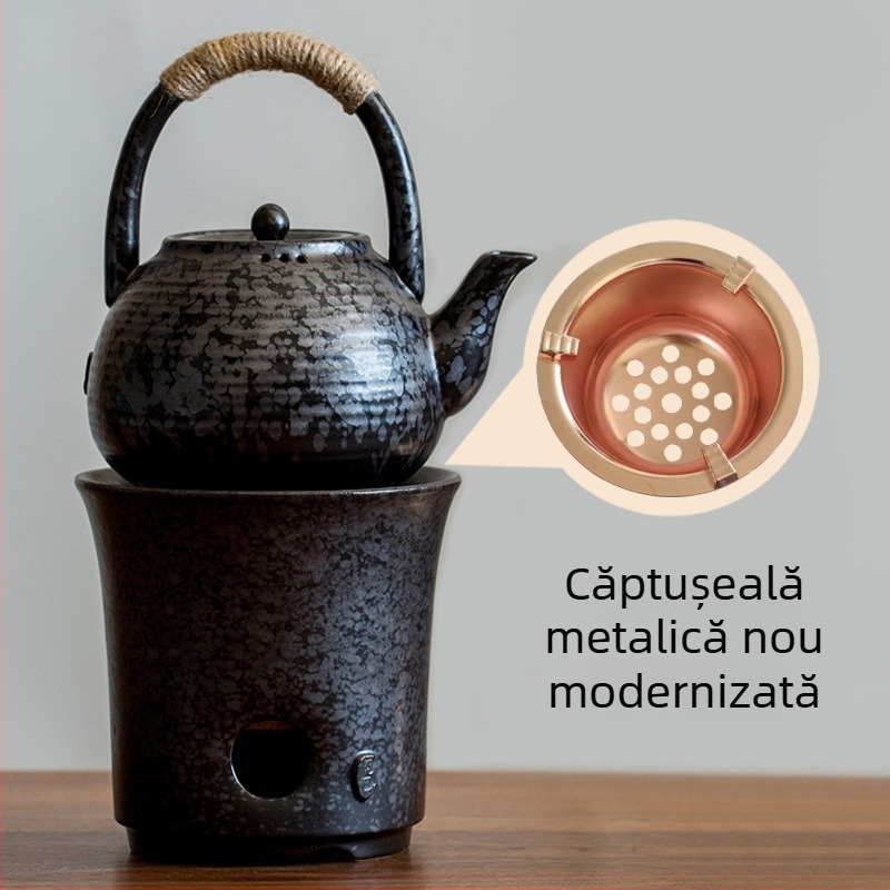 Fier ceramic pentru ceai cu glazură ruginiu, sobă cu cărbune, mică pentru uz casnic