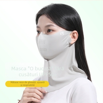 Mască de vară cu structură 3D pentru protecția împotriva soarelui, material respirabil ice silk, potrivită pentru ciclism, acoperire fără cusături a feței și gâtului, pentru femei