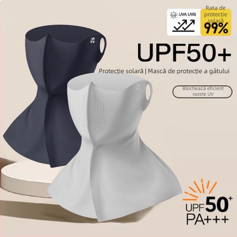 Mască de vară cu structură 3D pentru protecția împotriva soarelui, material respirabil ice silk, potrivită pentru ciclism, acoperire fără cusături a feței și gâtului, pentru femei