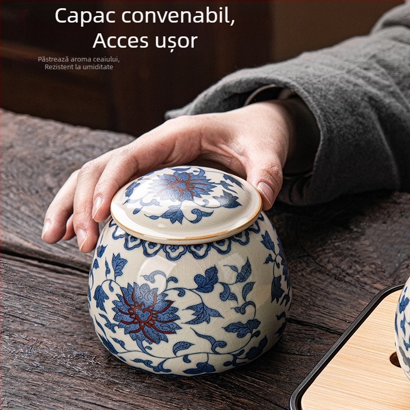 Gaiwan din ceramică Huang Ru Kiln, Lotus Împletit — ceașcă de maestru și accesorii ceai în stil chinezesc nou