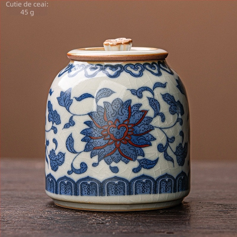 Gaiwan din ceramică Huang Ru Kiln, Lotus Împletit — ceașcă de maestru și accesorii ceai în stil chinezesc nou