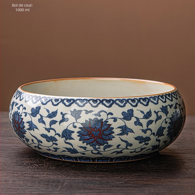 Gaiwan din ceramică Huang Ru Kiln, Lotus Împletit — ceașcă de maestru și accesorii ceai în stil chinezesc nou