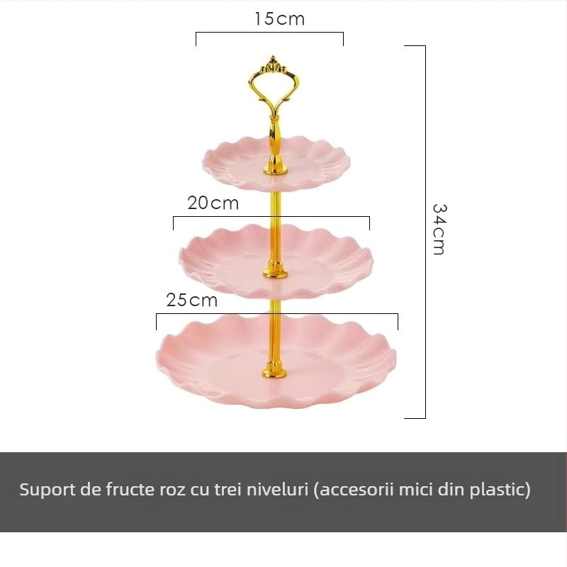 Tavă pentru fructe din plastic, 3 etaje, în stil nordic, pentru living
