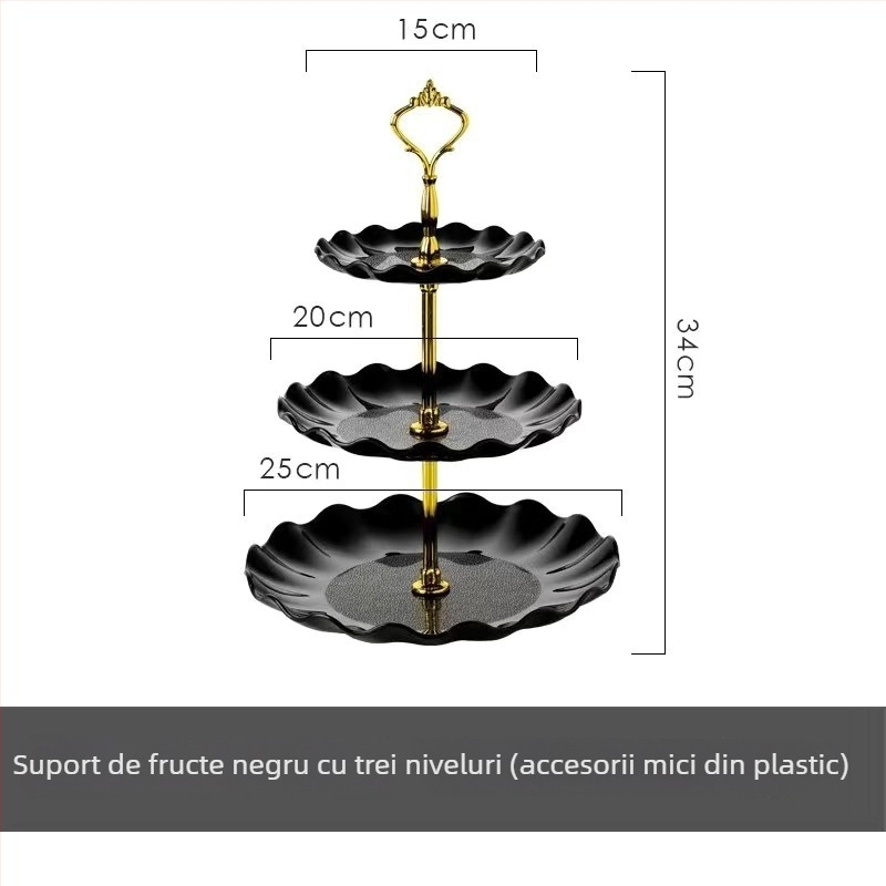 Tavă pentru fructe din plastic, 3 etaje, în stil nordic, pentru living