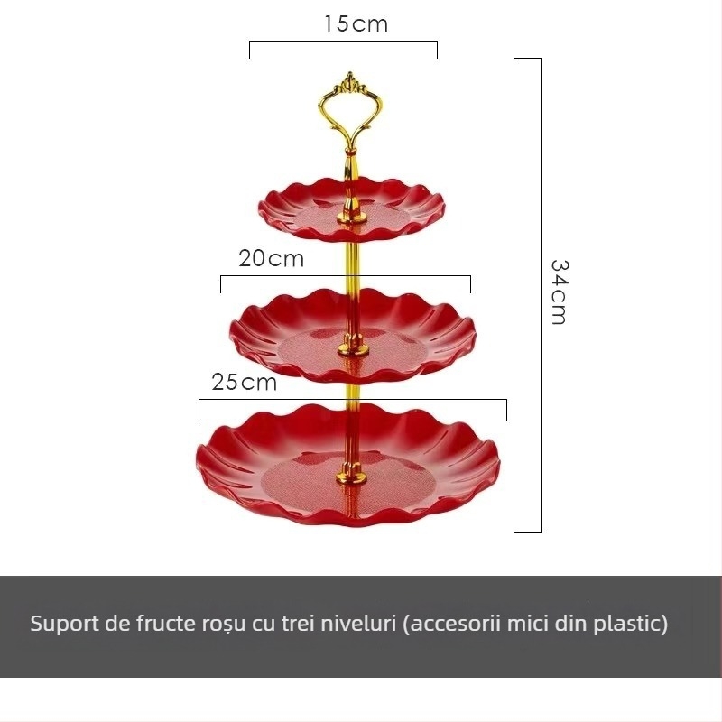 Tavă pentru fructe din plastic, 3 etaje, în stil nordic, pentru living