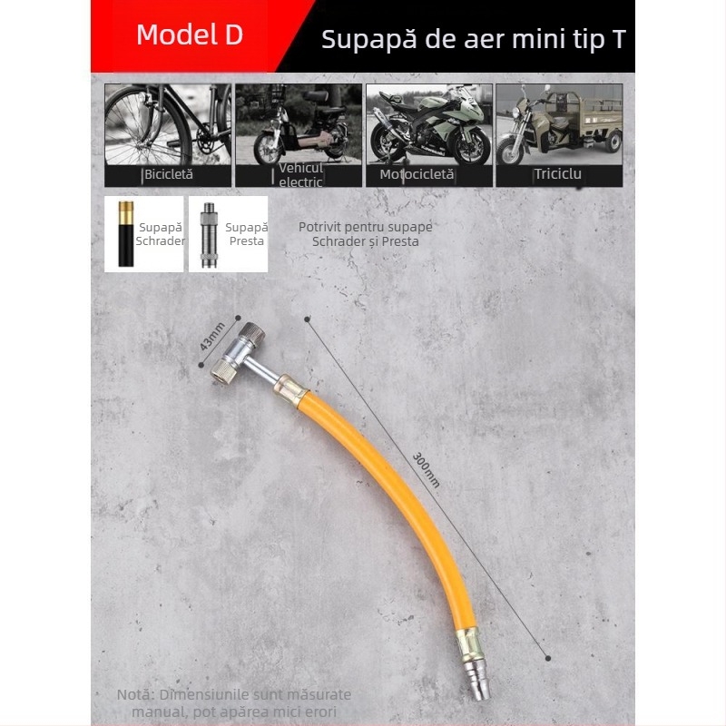 Duză de insuflat pentru pompă de aer, cap de umflare a anvelopelor pentru mașini, motociclete și vehicule electrice