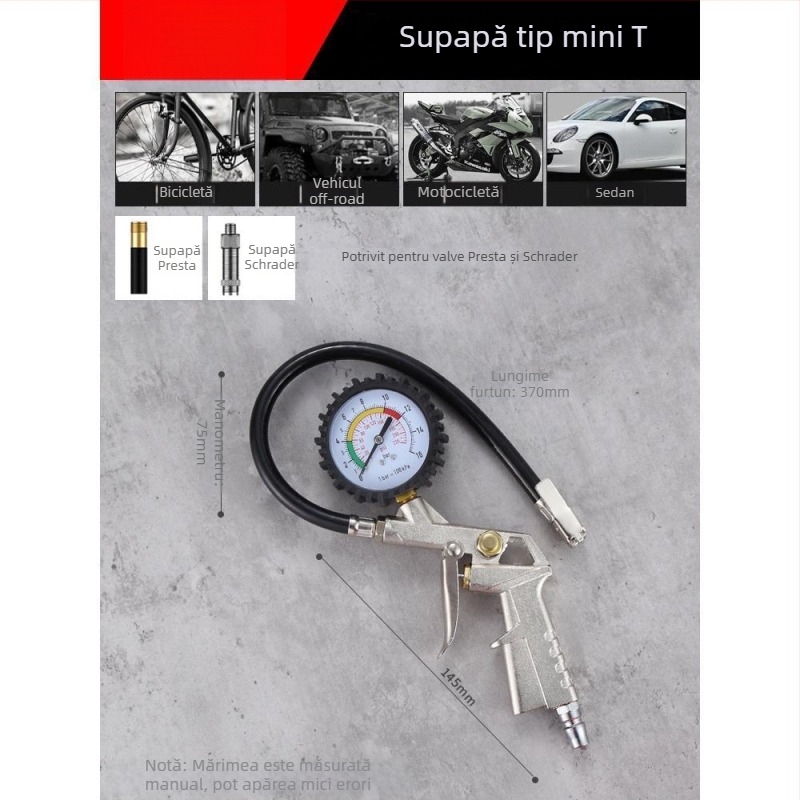 Duză de insuflat pentru pompă de aer, cap de umflare a anvelopelor pentru mașini, motociclete și vehicule electrice