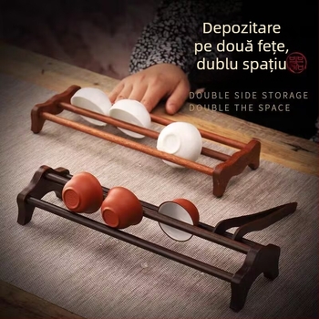 Raft de depozitare ceai din lemn de abanos, un singur etaj, suport de uscare pentru căni de ceai
