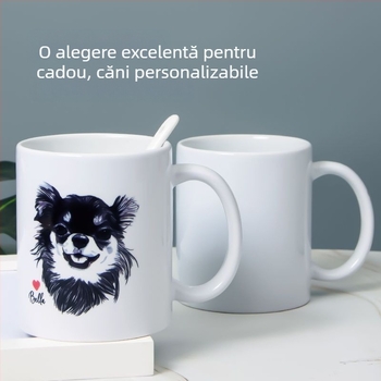 Cană ceramică albă cu transfer termic și logo