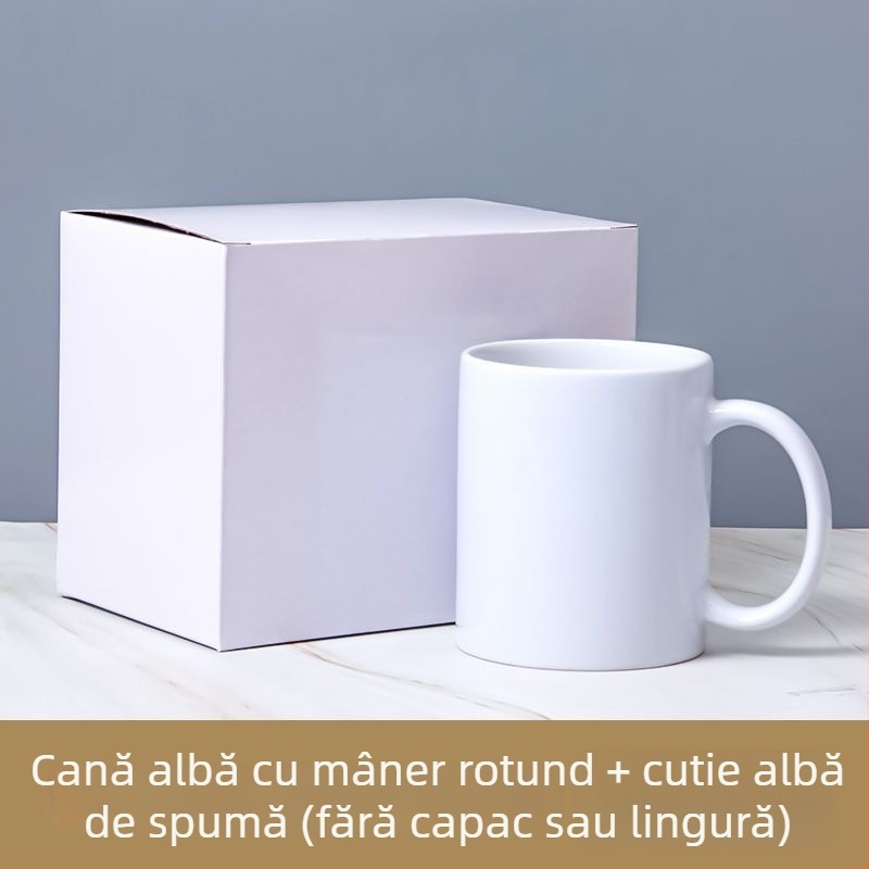 Cană ceramică albă cu transfer termic și logo