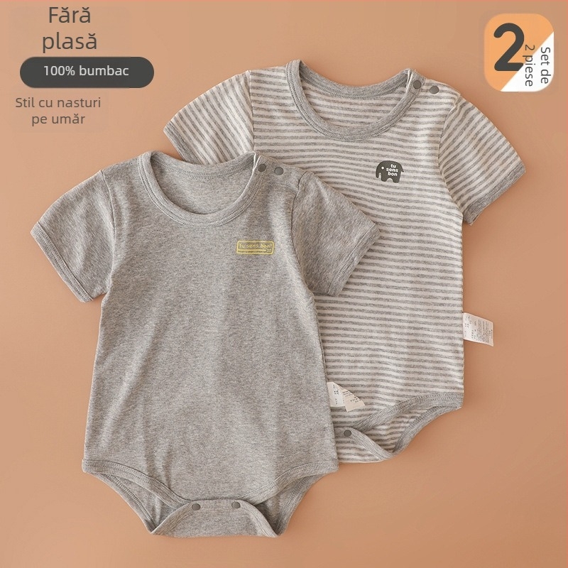 Body romper pentru nou-născuți, stil japonez, plasă din bumbac 100%, mâneci scurte, vară