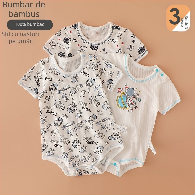 Body romper pentru nou-născuți, stil japonez, plasă din bumbac 100%, mâneci scurte, vară
