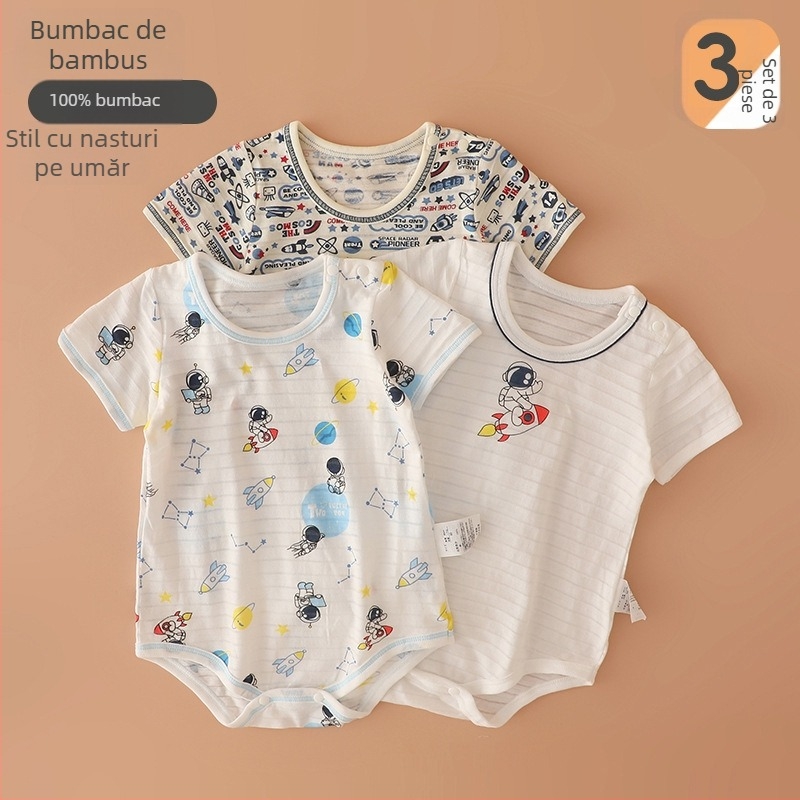 Body romper pentru nou-născuți, stil japonez, plasă din bumbac 100%, mâneci scurte, vară