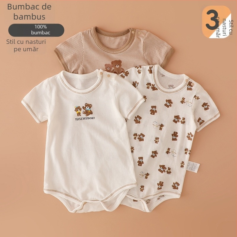 Body romper pentru nou-născuți, stil japonez, plasă din bumbac 100%, mâneci scurte, vară