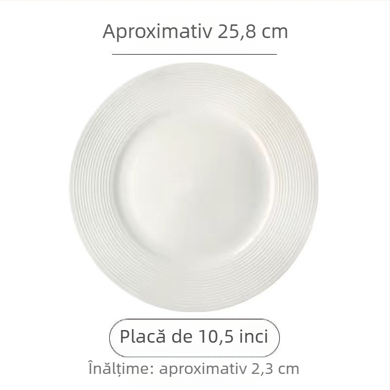 Farfurie albă de porțelan pentru cină, rotundă, design minimalist, farfurie ceramică pentru mese și deserturi, veselă de uz casnic