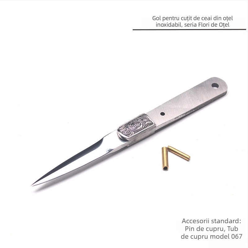 Oțel inoxidabil – Seria Flori: Cuțit de ceai, Sabie de ceai și Preforme de Lingură de ceai pentru ceremonia ceaiului DIY 067·068
