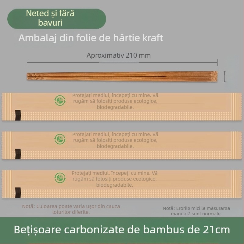Bețișoare de unică folosință din bambus, de calitate alimentară, ambalate individual, igienice pentru uz casnic și mâncare la pachet