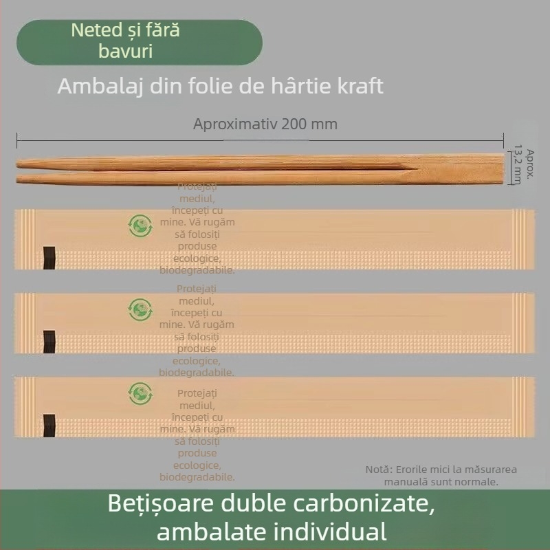 Bețișoare de unică folosință din bambus, de calitate alimentară, ambalate individual, igienice pentru uz casnic și mâncare la pachet