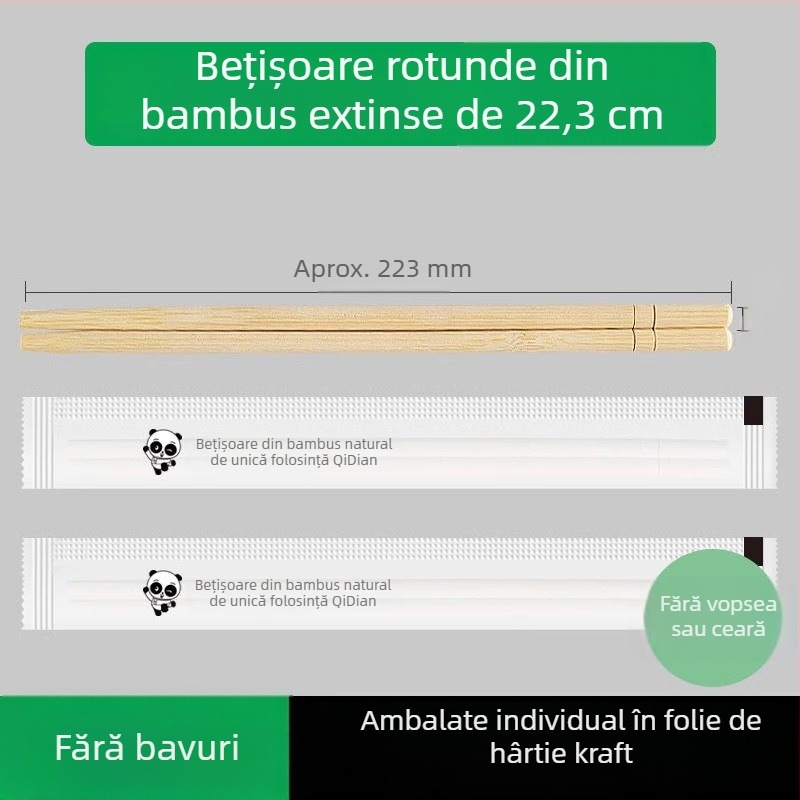 Bețișoare de unică folosință din bambus, de calitate alimentară, ambalate individual, igienice pentru uz casnic și mâncare la pachet