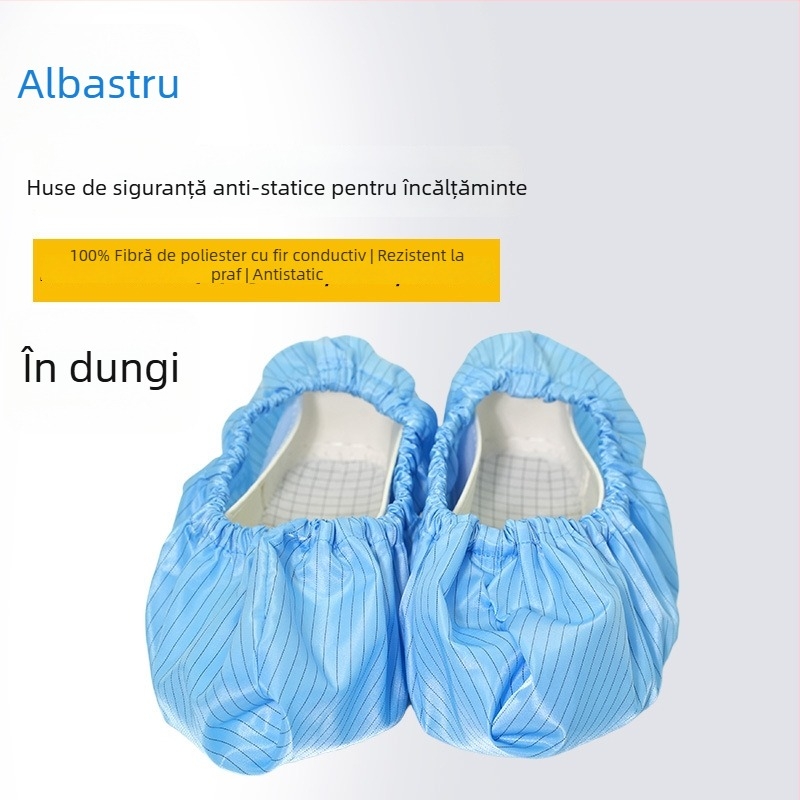 Huse antistatice pentru pantofi, protecție împotriva prafului și reutilizabile, pentru încălțăminte de lucru, cu dungi