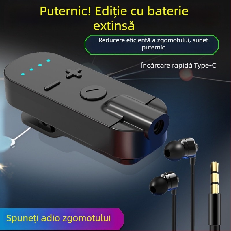 Receptor Bluetooth tip clip-on cu conducție osoasă, sunet de înaltă calitate, reducere a zgomotului, apeluri HD și ascultarea muzicii