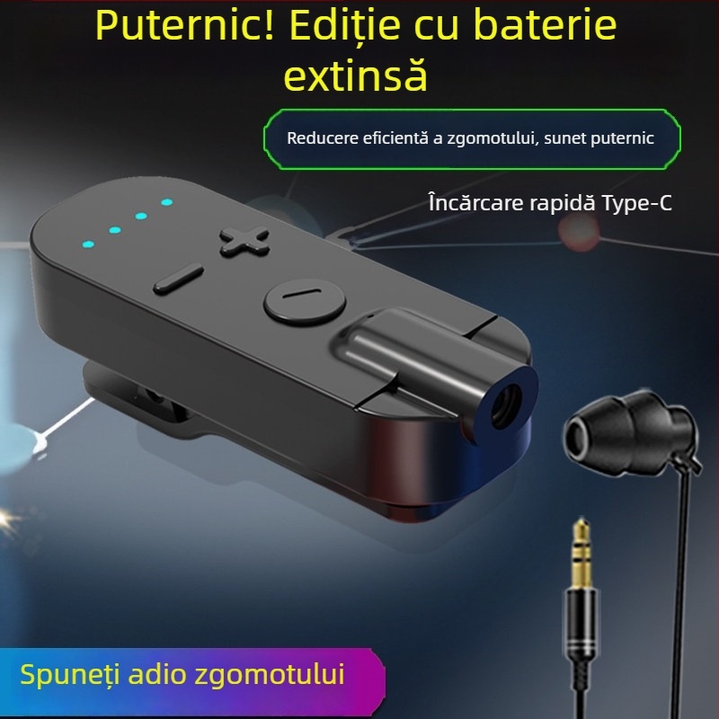 Receptor Bluetooth tip clip-on cu conducție osoasă, sunet de înaltă calitate, reducere a zgomotului, apeluri HD și ascultarea muzicii