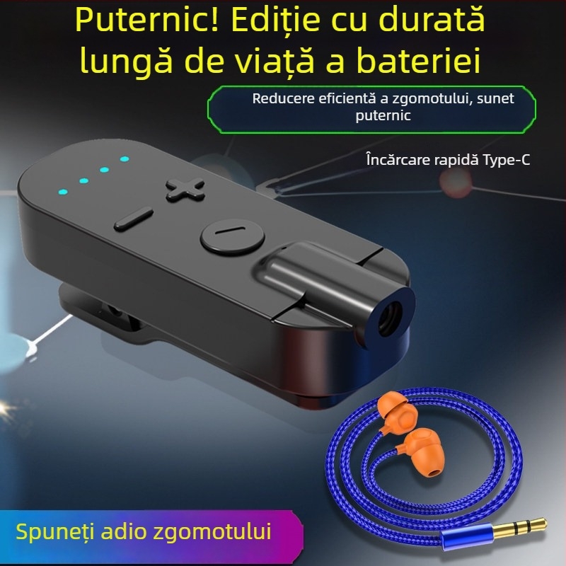Receptor Bluetooth tip clip-on cu conducție osoasă, sunet de înaltă calitate, reducere a zgomotului, apeluri HD și ascultarea muzicii