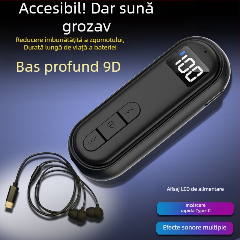 Receptor Bluetooth tip clip-on cu conducție osoasă, sunet de înaltă calitate, reducere a zgomotului, apeluri HD și ascultarea muzicii