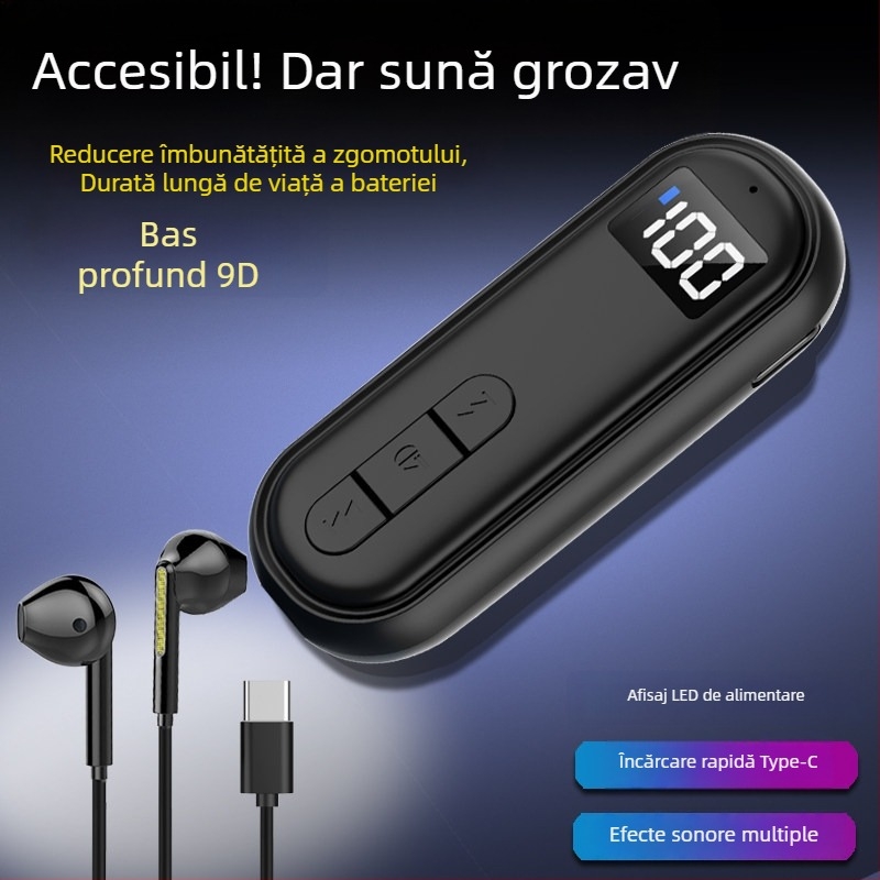 Receptor Bluetooth tip clip-on cu conducție osoasă, sunet de înaltă calitate, reducere a zgomotului, apeluri HD și ascultarea muzicii