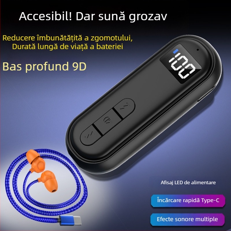 Receptor Bluetooth tip clip-on cu conducție osoasă, sunet de înaltă calitate, reducere a zgomotului, apeluri HD și ascultarea muzicii