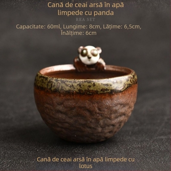 Ceșcuță ceramică pentru ceai, arsă la cuptor cu lemn, cu design de mugur de floare realizat manual, ceașcă unică pentru degustare de ceai