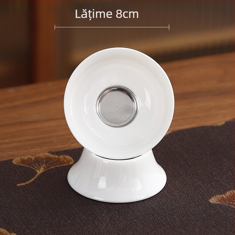 Set Gongfu de ceai din porțelan alb, cu filtru ceramic perforat