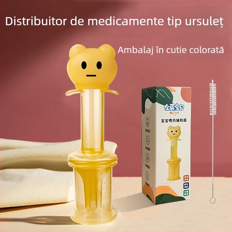 Dispozitiv pentru administrarea medicamentelor copiilor, cu pai tip seringa pentru apă și medicamente