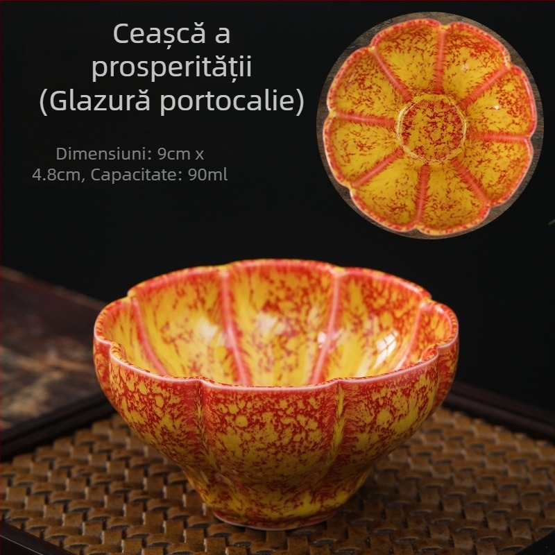 Ceașcă de ceai Jianzhan cu glazură Tianmu, din porțelan, stil cinci elemente