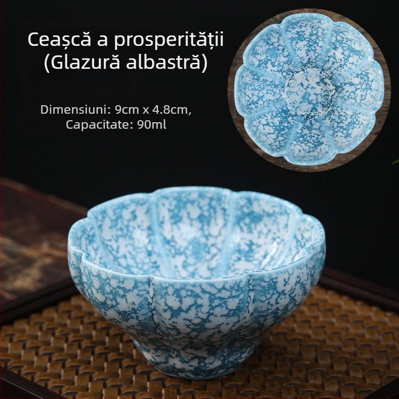 Ceașcă de ceai Jianzhan cu glazură Tianmu, din porțelan, stil cinci elemente
