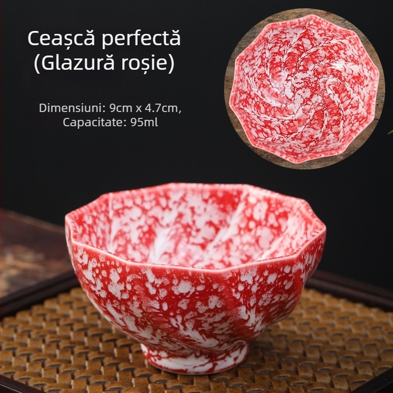 Ceașcă de ceai Jianzhan cu glazură Tianmu, din porțelan, stil cinci elemente