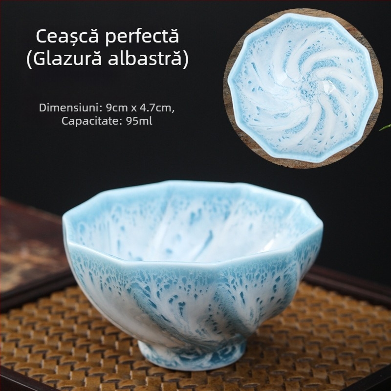 Ceașcă de ceai Jianzhan cu glazură Tianmu, din porțelan, stil cinci elemente